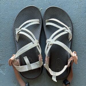 Chaco Women's Strappy Sandals in Black and Rose Gold